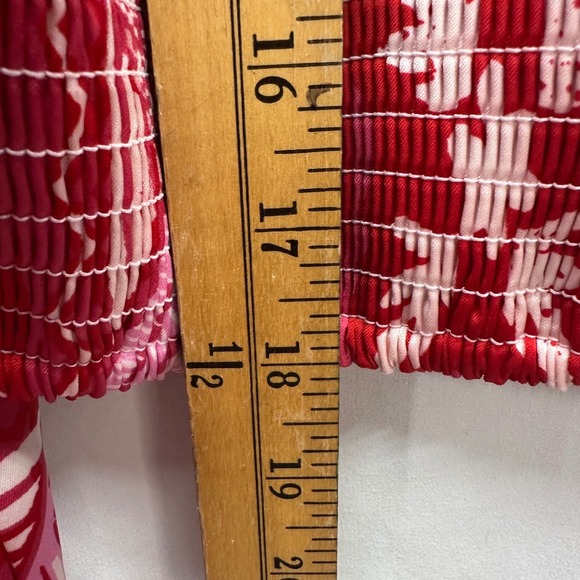 Caroline Constas Crop Top Pink Tribal Print Long Sleeve Blouse Keyhole Size L - Picture 8 of 8